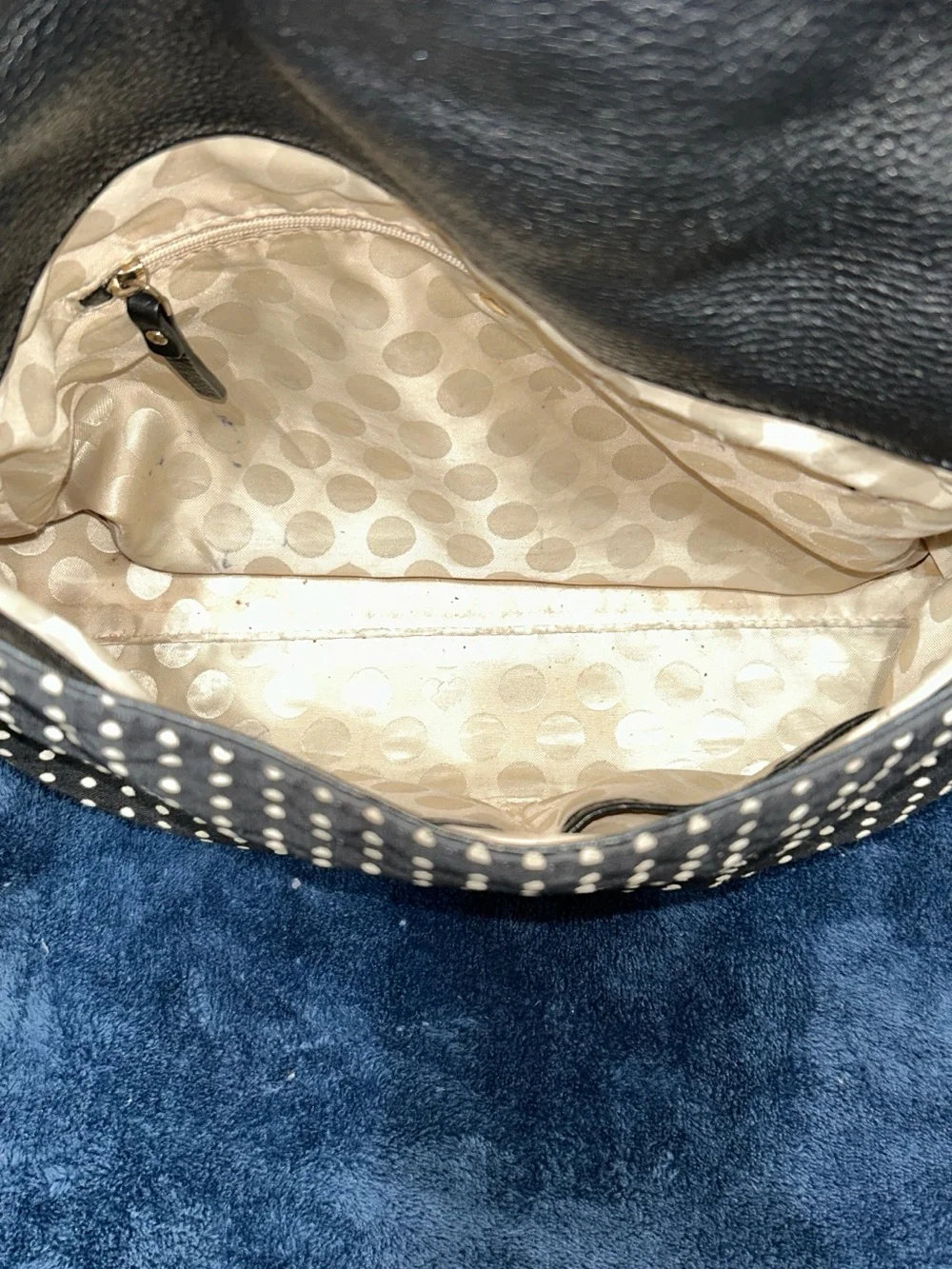 kate spade Black Leather Purse with White Polka Dot Panel